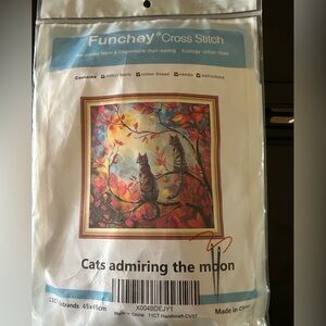 Funchey Stamped Cross Stitch Kit Cats Admiring The Moon New